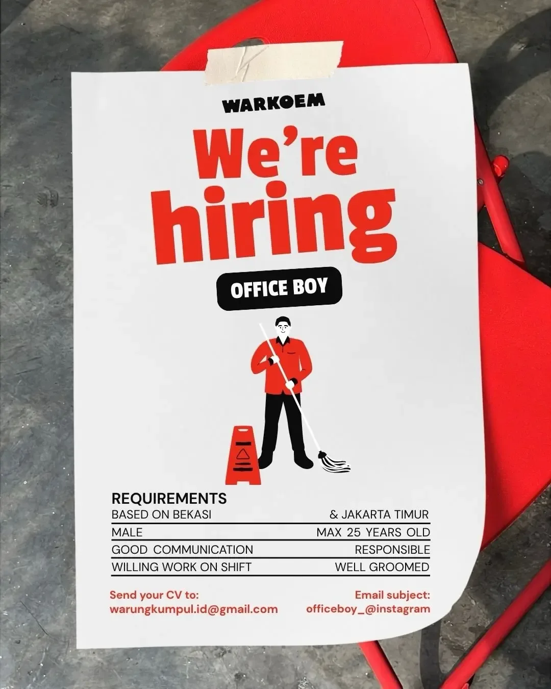 Lowongan Kerja Office Boy di Kota Bekasi & Kota Jakarta Timur